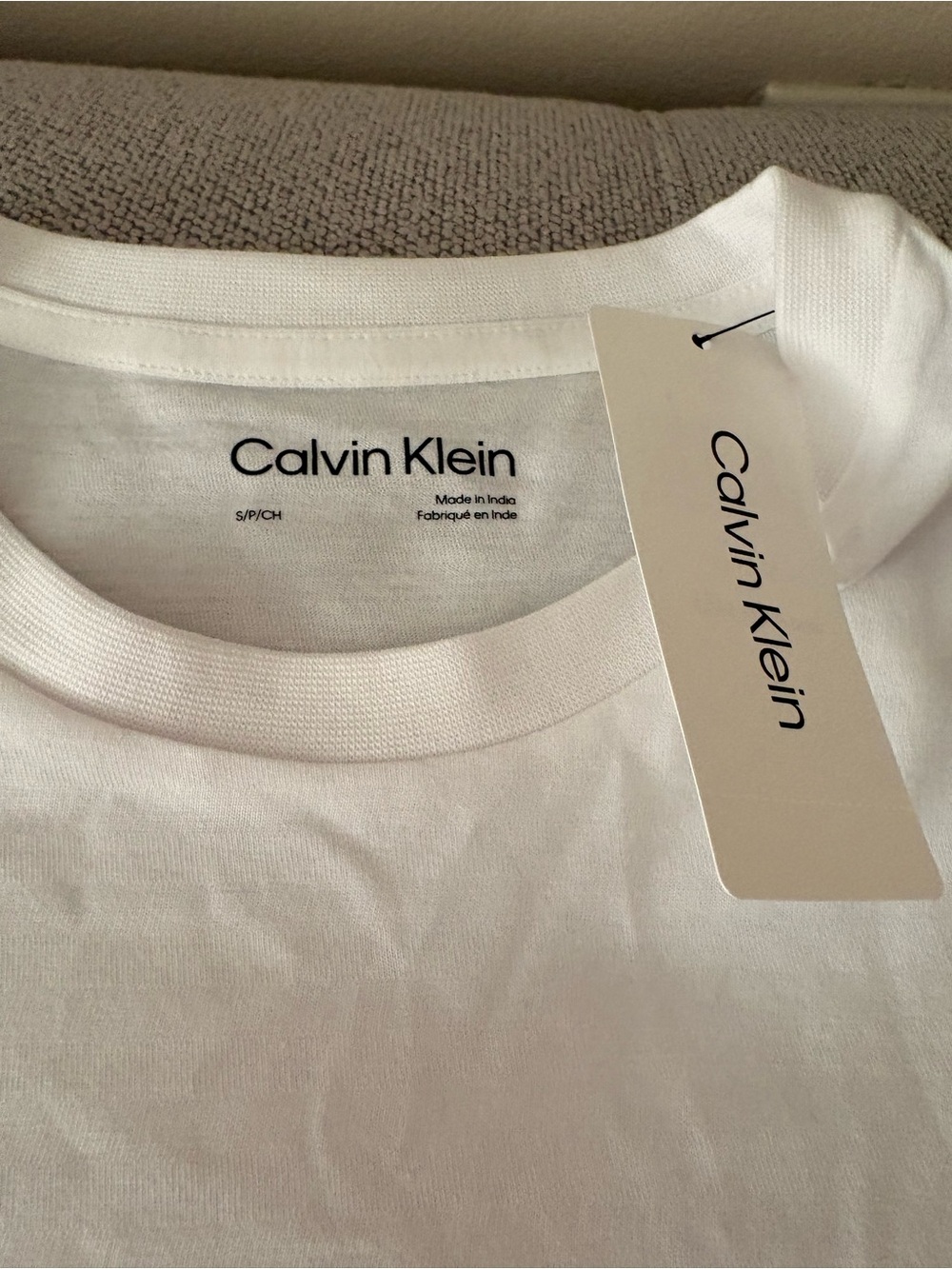 Calvin Klein White Crewneck Tee with Branded Neck Label